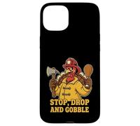 Stop Drop and Gobble Divertido Bombero Humor de Acción de Gracias Carcasa para iPhone 15 Plus