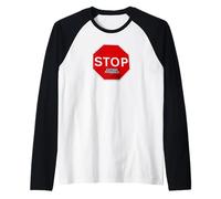 Stop Eating Animals señal de tráfico Vegetariana Camiseta Manga Raglan