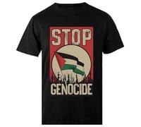 Stop Genocide Palestine Flag Camiseta Negra para Hombre Camiseta Masculina Regular