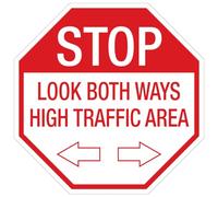 Stop: Look both Ways/High Traffic - Letrero de metal de estaño de 30,5 x 30,5 cm, octágono, advertencia para uso industrial y comercial