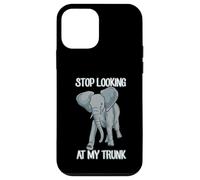 Stop Looking At My Trunk Funny Elephant Pun Design Carcasa para iPhone 12 Mini