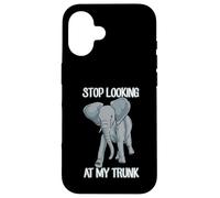 Stop Looking At My Trunk Funny Elephant Pun Design Carcasa para iPhone 16