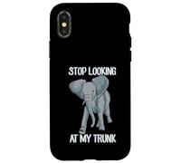 Stop Looking At My Trunk Funny Elephant Pun Design Carcasa para iPhone X/XS