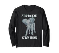 Stop Looking At My Trunk Funny Elephant Pun Design Manga Larga