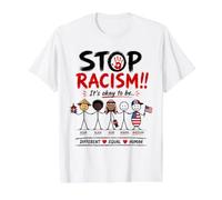 Stop Racism It's Okay to Be Asian Black Arab Normal American Camiseta gráfica económica, Hombre, Blanco, L