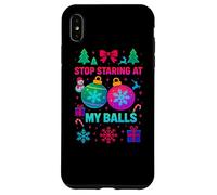 Stop Starring At My Balls -Meme Navideño Divertido con Bolas Carcasa para iPhone XS MAX