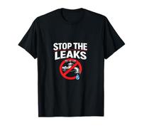 Stop The Leaks Fontanero Pipe Pun Faucet Cross out Camiseta