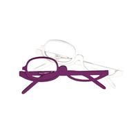 STOP TO SHOP! Gafas de lectura de maquillaje con aumento - Paquete de 2 gafas de maquillaje cosmético - Lentes abatibles Blanco/Morado (Purple/White, 2)