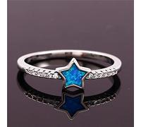 STOPI Bonito Anillo De Piedra De Ópalo De Fuego Blanco Y Azul para Mujer, Anillo De Compromiso De Color Dorado Y Plateado, Anillos De Boda con Estrellas De Cristal para Mujer
