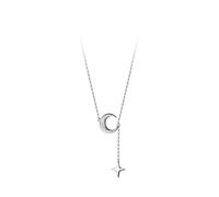 STOPI Collar con Colgante De Luna Exquisita De Plata De Ley 925 para Mujer, Gargantilla De Cadena De Estrella Simple, Regalo De Joyería