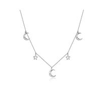 STOPI Collar con Colgante De Luna Y Estrella De Plata De Ley 925 para Mujer, Collares De Cadena, Joyería