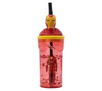 Stor Vaso infantil reutilizable Marvel Los Vengadores Iron Man 360 ml con pajita y tapa 3D