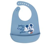STOR Babero de Silicona Mickey Mouse Disney Baby - Flexible Impermeable con Recogemigas - Ajustable para Bebés y Niños - Fácil Limpieza