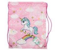 Stor Mochila porta merienda para niños y niñas - bolsa de cuerdas para merienda infantil - bolsa saco para el almuerzo de Unicornios y Arco Iris y Arco Iris