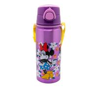 Stor Botella de Agua Aluminio Infantil Minnie Mouse 730ml con Pajita, Asa y Correa - Tapón Antigoteo Reutilizable para Niños Colegio Deporte