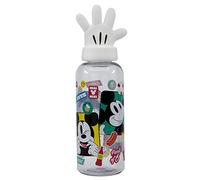Botella de agua reutilizable para niños y niñas de plástico con diseño infantil con tapón de figurita 3D y capacidad de 560 ml de Mickey Mouse