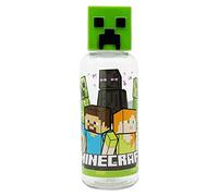 Botella de agua reutilizable para niños y niñas de plástico con diseño infantil con tapón de figurita 3D y capacidad de 560 ml de Minecraft