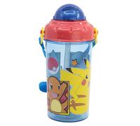 Stor Botella Infantil con Pajita Pokémon 465ml - Plástico Libre de BPA con Tapa y Correa para Niños, Colegio y Deporte