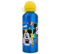 Stor Botella infantil de aluminio de 530 ml con estampado de Mickey Mouse de Disney, con tapa de seguridad desenroscada y boquilla, lavable y reutilizable