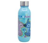Botella de agua reutilizable infantil de plástico con tapón de acero y capacidad de 640 ml de Stitch