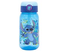Botella de agua infantil de plástico de 510 ml con tapón y pajita de Stitch