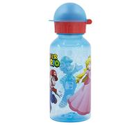 Botella de agua reutilizable infantil de plástico con tapa y capacidad de 370 ml de Super Mario