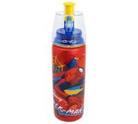 Botella de agua de plástico infantil con boquilla para beber y botón de pulverizar de 575 ml de Spiderman