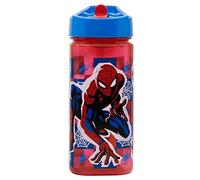 Botella de agua reutilizable cuadrada con pajita incorporada de 510 ml de Spider-man