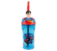 Vaso infantil reutilizable con pajita y tapa con figurita 3D y capacidad de 360 ml de Superman