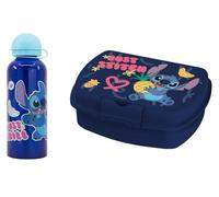 Stor Disney Sandwichera Infantil de Stitch, sin BPA, con cierre de seguridad + Botella Aluminio Stitch Ohana 530 ml con tapon de seguridad