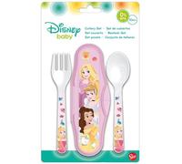 Stor Juego de 2 cuberterías Disney Princess para niños pequeños, hechas de plástico apto para uso alimentario, fáciles de lavar y reutilizables
