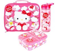 Stor Juego de lonchera para niños - Bolsa de almuerzo aislada, lonchera multicompartimento y botella de agua de 580 ml - Juego de comida de almuerzo de viaje escolar, sin BPA (Hello Kitty)