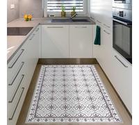 STOR PLANET Alfombra vinílica Estampada ARTDECO, Alfombra Cocina, Pasillo. Alfombras de Habitación Antideslizantes y Modernas Alfombra Fina, Efecto Suelo de Diseño | Grises 120x180cm