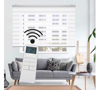 STOR PLANET | Estores Motorizados Noche y Día Platinum, Estores Eléctricos Enrollables Premium con Batería y Mando, Acabados en Aluminio, Estores Grandes Cocina, Salón, Dormitorio| Blanco 140x250cm