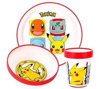 Stor Pokémon - Juego de vajilla bicolor premium para niños, 3 piezas, plato, cuenco y vaso, sin BPA, 07388