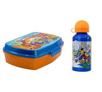 Stor Sandwichera/Fiambrera Infantil rectangular + Botella Superzing - Set para el almuerzo Superthings - Libres de BPA (Aluminio)