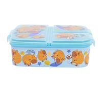 Stor Sandwichera Multiple, Fiambrera para Niños y Niñas, Lonchera Porta Alimentos Escolar para Snacks, Almuerzos y Meriendas, con 3 Divisiones, Ligera y Fácil de Limpiar 18,5x14x6cm (Capibara)