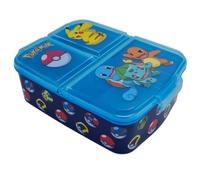 Stor - Sandwichera Pokemon - Fimabrera Rectangular Tres Compartimentos para Almuerzos y Meriendas - Pikachu, Bulbasaur, Squirtle, Charmander - 6,7x16,5x19,5 Cm - 150 Gr