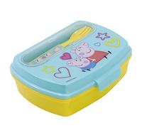 Fiambrera rectangular para el almuerzo infantil con cubiertos de Peppa Pig