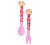 STOR Set 2 Cubiertos Infantiles Princesas Disney Plástico - Tenedor y Cuchara Reutilizables con Diseño Redondeado Seguro para Niños Sin BPA