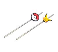 STOR Set 2 Pajitas Acero Inoxidable Pokémon con Detalle 3D - Reutilizables y Duraderas para Bebidas Frías y Calientes