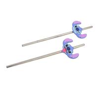 Stor SET DOS PAJITAS 3D ACERO INOXIDABLE STITCH ALOHA