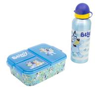 Stor Set Botella Aluminio y Fiambrera Bluey - Cantimplora 530ml con Sandwichera 3 Compartimentos - Kit Merienda Escolar Infantil