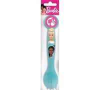 Juego de 2 cubiertos azules para niñas de plástico Barbie cuchara y tenedor