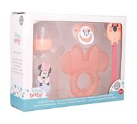 Stor Set de 4 piezas de Minnie Mouse de Disney para niños, sin BPA, con biberón, chupete, soporte para chupetes y masajeador de dientes, lavable y reutilizable