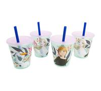 Stor Set de 4 Vasos Infantiles con Pajita Frozen 285ml Plastico PP Ideal Fiestas