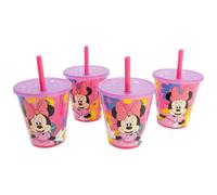 Stor Set de 4 Vasos Infantiles con Pajita Minnie Mouse 285ml Plastico PP Sin BPA Ideal Fiestas