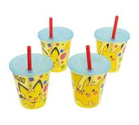 Stor Set de 4 Vasos Infantiles con Pajita Pokémon 285ml Reutilizables Plastico PP Sin BPA Ideal Fiestas