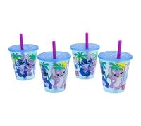 SET 4 PCS VASOS CAÑA PP 285 ML JOY STITCH