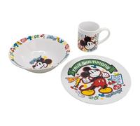 STOR Set Vajilla Infantil Mickey Mouse - Plato, Cuenco y Taza de Cerámica - Juego Completo en Caja Regalo para Niños y Niñas